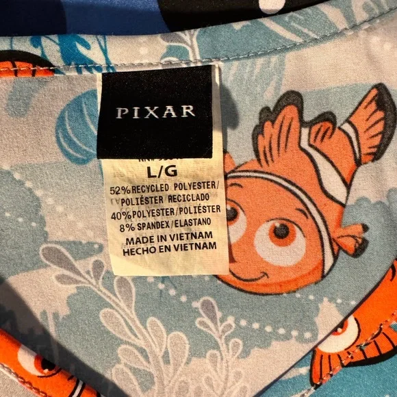 Disney Pixar Cartoon Print Scrub Tops Eeyore Nemo Dr Seuss lot of 3 size Large - Picture 8 of 8